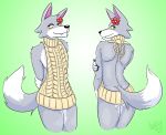  butt clothed clothing crossdressing doopcity fang_(animal_crossing) flower male plant sweater virgin_killer_sweater 