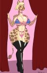  anthro big_breasts big_lips bikini blonde_hair breasts clothing female giraffe hair legwear lips looking_at_viewer makeup mammal nipple_bulge plankboy rubber sling_bikini solo standing swimsuit thick_lips thick_thighs thigh_highs voluptuous wide_hips 
