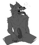  anthro black_fur canine erection fur hair male mammal monster nude open_mouth penis rhx-se_(artist) scp-1471 scp_foundation simple_background skull solo tongue tongue_out 