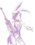  animal_ears beanie bow bowtie bunny_ears bunny_girl bunny_tail commentary cravat gun hat iesupa leotard may_zedong one_eye_covered rifle rwby sleeve_cuffs sniper_rifle solo tail weapon 