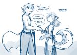  &lt;3 2018 anthro apron butt cane canine clothed clothing dialogue duo english_text feline female fur handshake hi_res hybrid kathrin_(twokinds) keidran male mammal monochrome mostly_nude naked_apron partially_clothed simple_background sketch smile spots spotted_fur tailwag text tom_fischbach topless twokinds webcomic white_background wolf zen_(twokinds) 