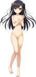  absurdres aqua_eyes ass_visible_through_thighs asymmetrical_bangs bangs barefoot black_hair braid breasts collarbone french_braid full_body fushimi_tomoe hands_together highres kanekiyo_miwa large_breasts long_hair looking_at_viewer navel nipples no_pussy non-web_source nude official_art solo transparent_background two_side_up yurameku_kokoro_ni_michita_sekai_de_kimi_no_yume_to_yokubou_wa_kanau_ka 