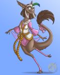  2018 anthro bell bottomless breasts brown_fur brown_hair clothed clothing female fur hair nateday solo tail_tuft tuft yinglet 