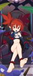  anklet barefoot black_gloves bracelet choker cocktail_glass commentary crossed_legs cup demon_girl demon_tail demon_wings disgaea draw-till-death drinking_glass drinking_straw earrings elbow_gloves etna fangs feet femdom flat_chest food gloves highres jewelry makai_senki_disgaea miniskirt nail_polish navel painting_nails palm_leaf pointy_ears popsicle prinny red_eyes red_hair shiny shiny_skin sitting skirt skull_earrings soles solo_focus stepped_on stomach tail throne toenail_polish toes tray twintails wings 