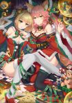  animal_ears caster_(fate/extra) christmas cleavage fate/extra fate/stay_night heels hongse_beiyu saber_extra thighhighs 