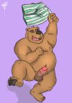  anthro balls bear big_penis boxers_(clothing) clothing cosmic51moon dancing erection fur humanoid male mammal musclechub musclegut pawpads paws penis slightly_chubby smile thick_penis underwear 