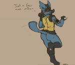  2018 ambiguous_gender autumn_sins black_fur blue_fur butt fist fur hi_res invalid_tag looking_back lucario nintendo nude open_mouth pawpads paws phone pok&eacute;mon pok&eacute;mon_(species) red_eyes running simple_background sketch solo spike_(disambiguation) text tongue video_games yellow_fur 