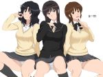  3girls amagami black_hair cottage morishima_haruka multiple_girls sakurai_rihoko school_uniform tanamachi_kaoru 