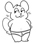  anthro barefoot briefs bulge clothed clothing hamster male mammal monochrome nishi oxynard rodent solo topless underwear 