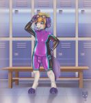  bulge canine cubrubber cute dog eyewear goggles locker_room male mammal rubber shiny slightly_chubby wetsuit 