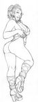  ass bikini breasts covered_nipples earrings full_body g-string graphite_(medium) greyscale high_heels jewelry large_breasts lineart lm_(legoman) micro_bikini monochrome panties pointy_ears short_ponytail sketch solo swimsuit telma the_legend_of_zelda the_legend_of_zelda:_twilight_princess thong traditional_media underboob underwear 