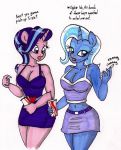  2018 anthro anthrofied breasts cellphone cleavage clothed clothing equine female friendship_is_magic horn mammal miniskirt my_little_pony newyorkx3 phone ringing skirt starlight_glimmer_(mlp) trixie_(mlp) unicorn 