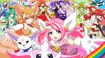  1boy 9girls ahri alternate_costume alternate_hair_color alternate_hairstyle animal_ears blobde_hair blue_hair detached_sleeves familiar fluffy_ears gloves green_hair horn jinx_(league_of_legends) league_of_legends long_hair lulu_(league_of_legends) luxanna_crownguard magical_girl multiple_girls peace_hair pink_hair pointy_ears poppy purple_hair red_hair sarah_fortune short_hair skirt soraka star_guardian_ahri star_guardian_ezreal star_guardian_janna star_guardian_jinx star_guardian_lulu star_guardian_lux star_guardian_miss_fortune star_guardian_poppy star_guardian_soraka star_guardian_syndra suit syndra twintails white_gloves white_legwear yordle 