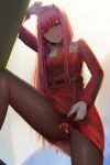  :q bangs black_legwear blue_eyes blunt_bangs censored cum cum_in_pussy darling_in_the_franxx eyebrows_visible_through_hair ginhaha gloves half-closed_eyes long_hair military military_uniform mosaic_censoring no_panties pantyhose pink_hair pussy solo thighs tongue tongue_out torn_clothes torn_legwear uniform very_long_hair white_gloves zero_two_(darling_in_the_franxx) 
