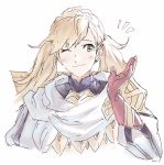  absurdres blonde_hair blush fire_emblem fire_emblem_heroes green_eyes highres long_hair looking_at_viewer one_eye_closed sharena simple_background smile solo tomentomob twintails white_background 