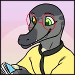  2018 ambiguous_gender animated anthro blinking book clothing crocodilian eyewear gharial glasses green_eyes keavemind reading reptile scalie simple_background 