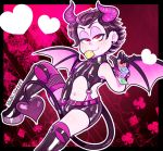  &lt;3 2017 5_fingers abstract_background black_hair clothed clothing condom demon digital_drawing_(artwork) digital_media_(artwork) ear_piercing girly gloves hair half-closed_eyes horn humanoid inviting legwear long_tail looking_at_viewer male mammal membranous_wings navel not_furry osomatsu-san piercing red_eyes red_pupils rubber seductive shiny skimpy smile solo spade_tail spiked_cuffs telltale-sheriff text tight_clothing todomatsu wings wrist_cuff 