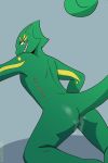  2018 after_sex anthro big_smile butt cel_shading chameleon cum cum_on_butt digital_media_(artwork) green_scales inviting kneeling leon_powalski lizard looking_back male male/male nintendo nude rear_view reptile scales scalie schlurpin simple_background star_fox sweat toony video_games 