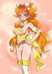  adapted_costume amanogawa_kirara bare_shoulders blush breasts choker cleavage commentary_request covered_nipples cure_twinkle detached_collar earrings gloves go!_princess_precure highres jewelry large_breasts legs_together leotard long_hair looking_at_viewer magical_girl multicolored_hair navel ontaros open_mouth orange_hair pink_background precure purple_eyes shiny shiny_hair shiny_skin skin_tight solo standing star star_earrings streaked_hair thighhighs two-tone_hair white_gloves 