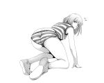  absurdres armpits ass bangs blunt_bangs butt_crack greyscale highres midorikawa_hana monochrome prison_clothes prison_school sbel02 shoes short_hair shorts sneakers striped striped_shorts surprised 