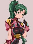  1girl breasts cosplay fire_emblem fire_emblem:_rekka_no_ken green_eyes green_hair homura_(xenoblade_2) lyndis_(fire_emblem) nintendo ponytail smile xenoblade xenoblade_(series) xenoblade_2 