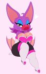  &lt;3 2018 absurd_res anthro bat bat_wings big_breasts breasts clothed clothing cosplay digital_media_(artwork) eyelashes eyeshadow fangs female green_eyes hair hi_res laylee looking_at_viewer makeup mammal membranous_wings purple_hair red_nose rouge_the_bat short_stack simple_background solo sonic_(series) sssonic2 thick_thighs white_background wings yooka-laylee 