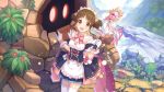  amano_suzume brown_eyes brown_hair cygames gloves golem maid maid_headdress official_art princess_connect! thighhighs wand 