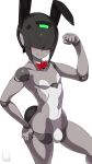  android animal_ears artist_name blush bow bowtie bulge bunny_boy bunny_ears bunny_tail bunnysuit commentary_request dated detached_collar hair_over_eyes highres kuroino_(0kuro8ino6) male_focus otoko_no_ko robot_joints robot_neoanthropinae_polynian shamrock_(polynian) smile solo tail 