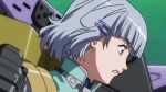  animated animated_gif blue_eyes bounce bouncing_breasts breasts cleavage grey_hair large_breasts seolla_schweizer short_hair super_robot_wars 