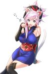  animal_ears earrings fang fate/grand_order fate_(series) highres jewelry looking_at_viewer mitsugu miyamoto_musashi_(fate/grand_order) open_mouth paw_pose sketch solo tail 