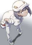  aether_foundation_employee bent_over black_hair cabbie_hat commentary_request dark_skin full_body gloves hat holster kous_(onetwojustice) medium_hair pantyhose poke_ball pokemon pokemon_(game) pokemon_sm short_sleeves solo thigh_holster uniform white_footwear white_gloves white_hat yellow_eyes 