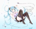  aqua_hair baileys_(tranquillity650) green_eyes hatsune_miku highres long_hair looking_at_viewer necktie no_detached_sleeves panties skirt solo striped striped_panties thighhighs twintails underwear very_long_hair vocaloid 