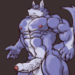  anthro balls big_penis canine croiyan erection humanoid_penis male mammal muscular muscular_male nude pecs penis solo standing uncut vein 