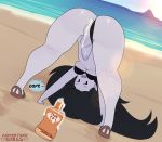  adventure_time anus balls beach bikini black_hair breasts butt cartoon_network clothing dickgirl digital_media_(artwork) english_text erection footwear grey_skin hair high_heels humanoid intersex looking_at_viewer lotion marceline_abadeer not_furry open_mouth penis presenting presenting_hindquarters sand sandals seaside shoes smile solo somescrub suntan_lotion swimsuit teeth text thick_thighs tongue undead vampire water 