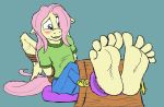  2018 barefoot bdsm blush bondage bound caroo clothing crossgender equine feet fluttershy_(mlp) foot_fetish friendship_is_magic hair male mammal my_little_pony pegasus pink_hair solo stocks wings 