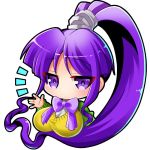  1girl artist_request breasts chibi eiken female long_hair misono_kirika ponytail purple_eyes purple_hair shiny very_long_hair 