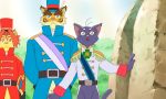  2016 anthro cat clothing feline ghibli guards lion male mammal melee_weapon morenatsu parody prince_lune rock shin_(morenatsu) shirako soldier soutarou_(morenatsu) surprise sword the_cat_returns tiger torahiko_(morenatsu) uniform weapon 