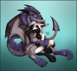  anthro canine chibi dragon feral hug mammal silvergrin size_difference wolf 
