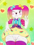  &lt;3 2017 anthro bear big_thighs bottomless bow bzeh cartoon_network clothed clothing female flat_chested hi_res legwear looking_at_viewer mammal paper pose pussy solo teri_(tawog) the_amazing_world_of_gumball thigh_highs upskirt 
