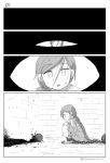  4koma asaya_minoru barefoot braid chain comic commentary_request creature cuffs greyscale in_cell long_hair majo_shuukai_de_aimashou monochrome original prison prison_cell silent_comic twitter_username 