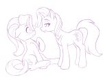  2017 blush cutie_mark dstears duo equine eye_contact female feral friendship_is_magic horn mammal monochrome my_little_pony simple_background sitting starlight_glimmer_(mlp) trixie_(mlp) unicorn white_background 