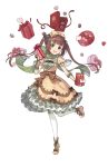  :d blush bow box box_of_chocolates brown_eyes brown_hair chocolate chocolate_heart dress eyebrows_visible_through_hair floating floating_object full_body gift gift_box green_scarf hair_bow heart heart-shaped_box highres holding holding_gift kisaragi_(princess_principal) leg_up long_hair looking_at_viewer official_art open_mouth pantyhose princess_principal princess_principal_game_of_mission scarf smile solo standing standing_on_one_leg transparent_background twintails white_legwear yellow_dress yellow_footwear 