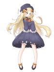  @_@ abigail_williams_(fate/grand_order) bangs black_bow black_dress black_footwear black_hat blonde_hair bloomers blue_eyes blush bow bug butterfly dress eyebrows_visible_through_hair fate/grand_order fate_(series) forehead hair_bow hat highres insect long_hair long_sleeves object_hug orange_bow parted_bangs parted_lips polka_dot polka_dot_bow shoes simple_background sleeves_past_fingers sleeves_past_wrists solo stuffed_animal stuffed_toy tan_(kiriya0752) teddy_bear translation_request underwear very_long_hair white_background white_bloomers 