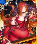  1girl ass astaroth_(taimanin_asagi) bare_shoulders breasts card_(medium) cleavage curvy dress female fire grin huge_ass huge_breasts large_breasts lilith-soft long_hair looking_at_viewer magic no_bra potion_(moudamepo) red_hair shiny shiny_skin sideboob sitting smile solo taimanin_(series) taimanin_asagi taimanin_asagi_battle_arena taimanin_asagi_battle_arena_all_card_gallery thick_thighs thighs yellow_eyes 