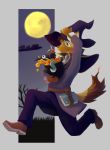  2017 anthro black_nose canine clothed clothing costume digital_media_(artwork) fully_clothed fur halloween hat holidays male mammal pants reflium simple_background were werewolf 