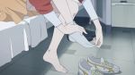  10s 1girl animated animated_gif barefoot bed feet haruki_misora hospital pale_skin sagrada_reset shoes shoes_removed single_sock sitting skirt sneakers socks solo thighs toes undressing 