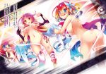 android ass blue_eyes blue_wings breasts cross embarrassed flower gloves gradient_eyes gradient_hair green_eyes hair_flower hair_ornament halo highres jibril_(no_game_no_life) kamiya_yuu large_breasts long_hair low_wings magic_circle mismatched_legwear multicolored multicolored_eyes multicolored_hair multiple_girls navel no_game_no_life novel_illustration nude official_art pink_hair purple_hair red_hair saliva short_hair stephanie_dora symbol-shaped_pupils tattoo very_long_hair wing_ears wings yellow_eyes ymirein_(no_game_no_life) 