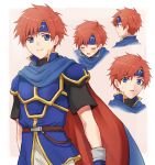  armor blue_armor blush closed_eyes fire_emblem fire_emblem:_fuuin_no_tsurugi headband looking_at_viewer male_focus multiple_views red_hair roy_(fire_emblem) short_hair simple_background smile wspread 