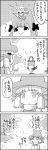  animal_ears bangs bow braid cat_ears cat_tail comic commentary_request eyebrows_visible_through_hair greyscale hair_bow hair_ribbon hat hat_bow highres kaenbyou_rin lily_white long_hair minigirl monochrome moriya_suwako multiple_tails on_head person_on_head ribbon short_hair shouting smile tail tani_takeshi touhou translation_request tree twin_braids wide_sleeves yukkuri_shiteitte_ne 