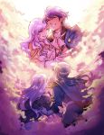  2girls blue_hair brother_and_sister cape celice_(fire_emblem) cloud diadora_(fire_emblem) father_and_son fire_emblem fire_emblem:_seisen_no_keifu half-siblings headband highres long_hair mother_and_daughter mother_and_son multiple_boys multiple_girls parent_and_child siblings sigurd_(fire_emblem) smile tiuana_rui wavy_hair white_hair yuria_(fire_emblem) 